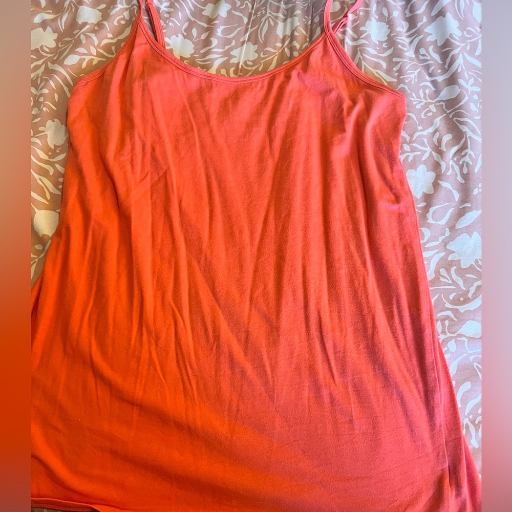 Lovesick Vibrant Coral scoop neck Tank Top with Adjustable Staps